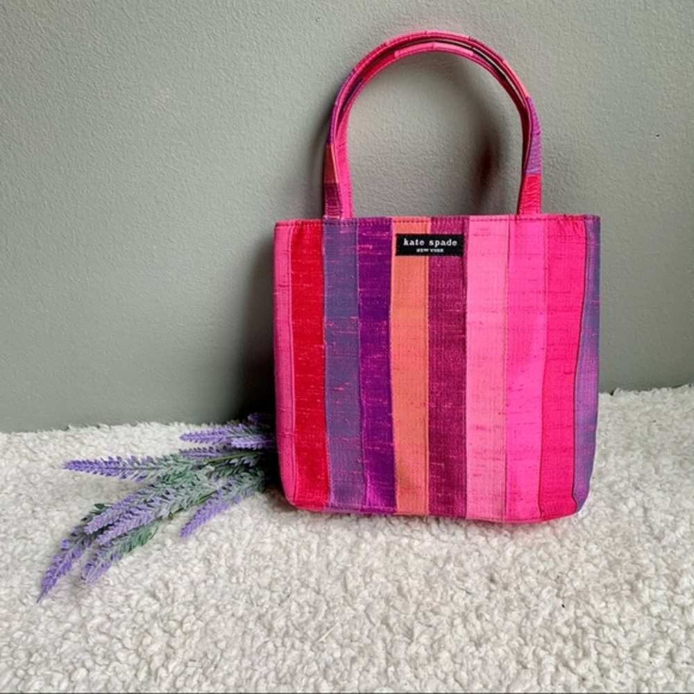 Kate Spade 90s Shantung Top Handle Pink Silk Evening Designer Tote Purse Barbie